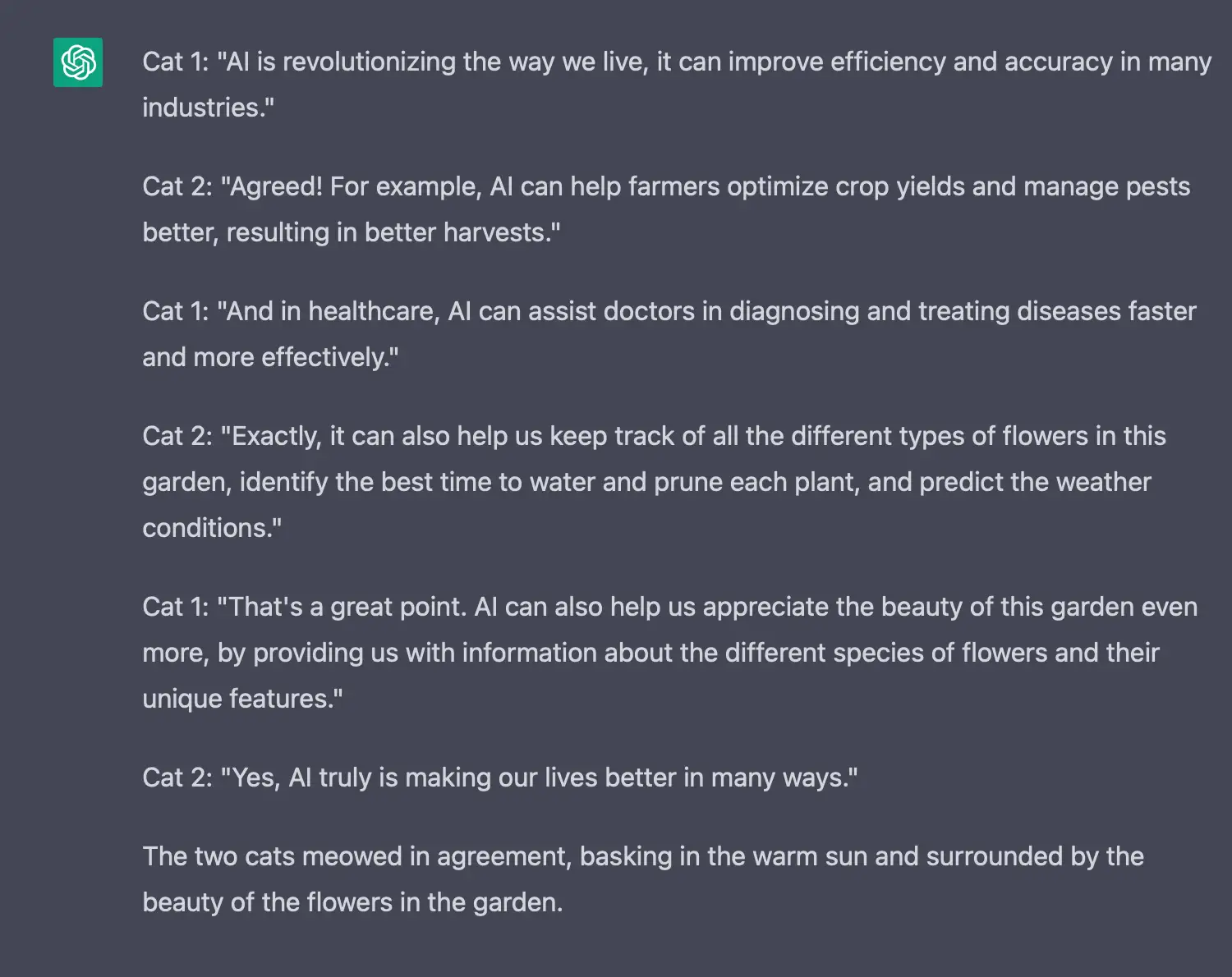 cats dialogue chatgpt